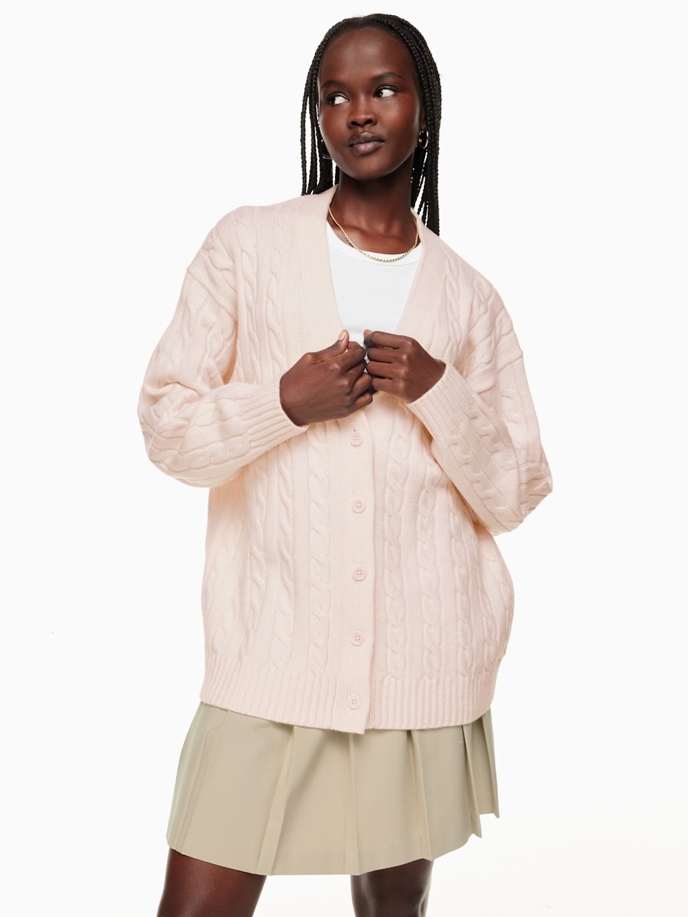 Sunday Best Aritzia Lamora Oversized Merino Wool Cardigan in Pink Size Large